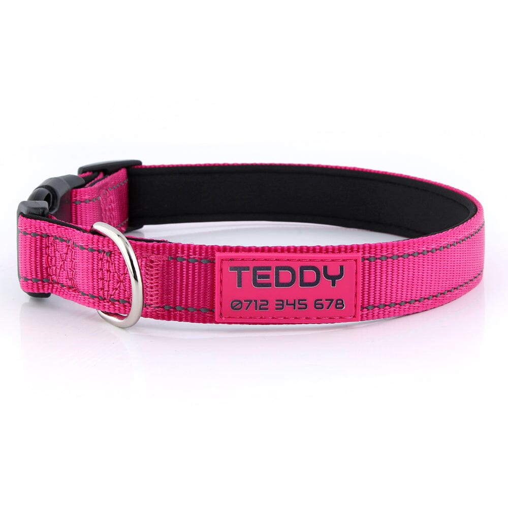 Personalised Printed ID Reflective Deluxe Padded Dog Collar UK Custom Pet Collars UK
