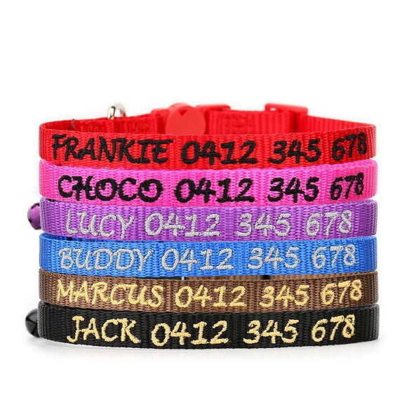 Personalised Cat Collar - Nylon with Safety Release Buckle